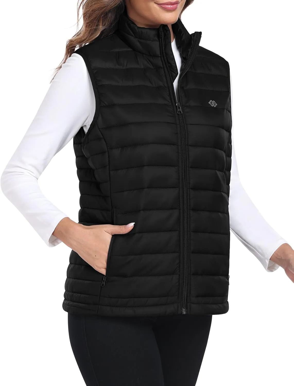 MoFiz Women's Puffer Vest Lightweight Hooded Warm Fleece Lined Hybrid Softshell Hiking Winter Sleeveless Zip Vest