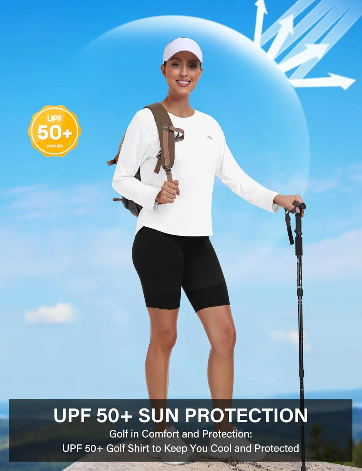 MoFiz Women's UPF 50  Sun Protection Long Sleeve Shirts for Hiking Running Athletic Quick Dry Loose Fit Workout Tops