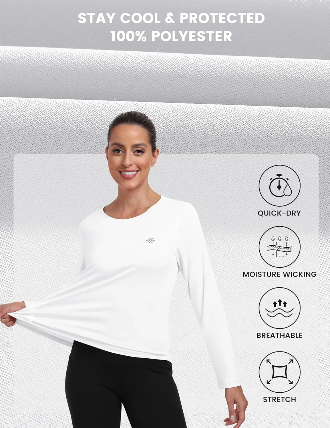 MoFiz Women's UPF 50  Sun Protection Long Sleeve Shirts for Hiking Running Athletic Quick Dry Loose Fit Workout Tops