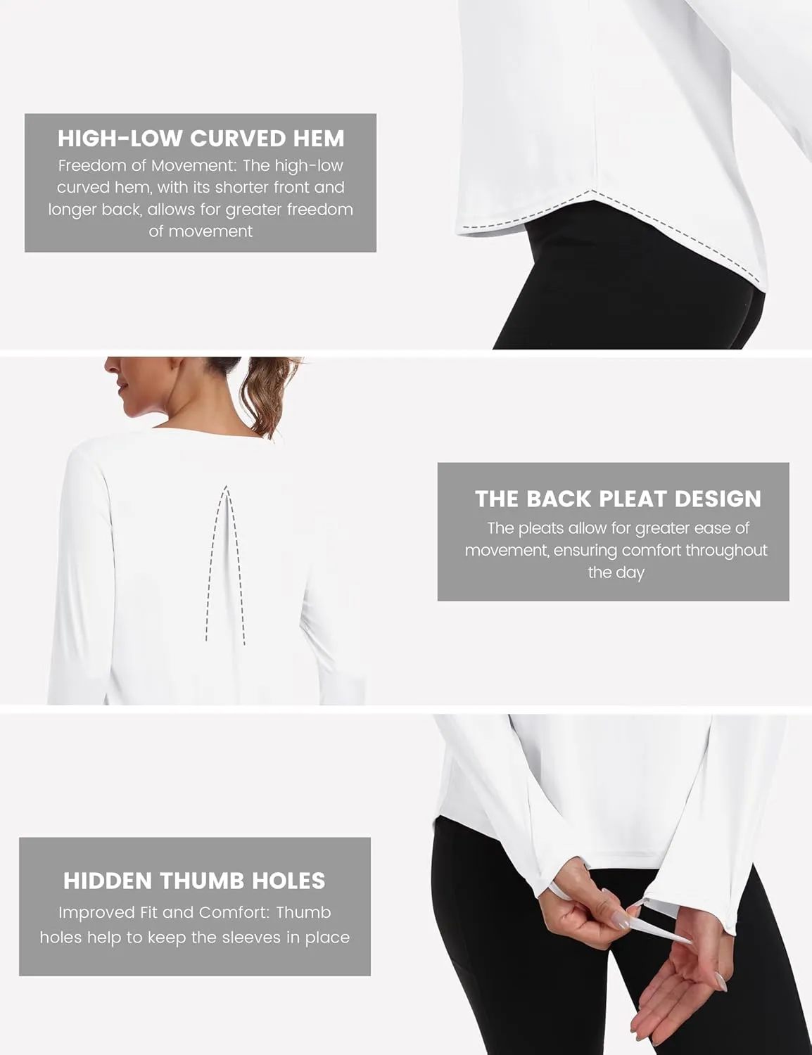 MoFiz Women's UPF 50  Sun Protection Long Sleeve Shirts for Hiking Running Athletic Quick Dry Loose Fit Workout Tops