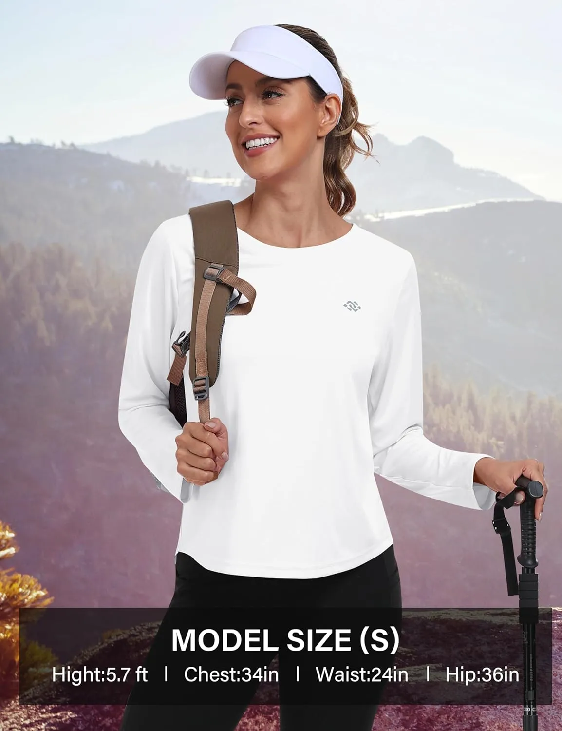 MoFiz Women's UPF 50  Sun Protection Long Sleeve Shirts for Hiking Running Athletic Quick Dry Loose Fit Workout Tops
