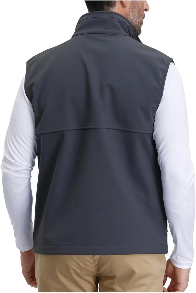 MOHEEN Men's Fleece Vest Outdoor Full Zip Softshell Sleeveless Jacket with Pockets