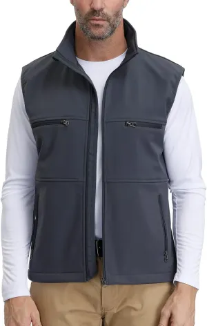 MOHEEN Men's Fleece Vest Outdoor Full Zip Softshell Sleeveless Jacket with Pockets