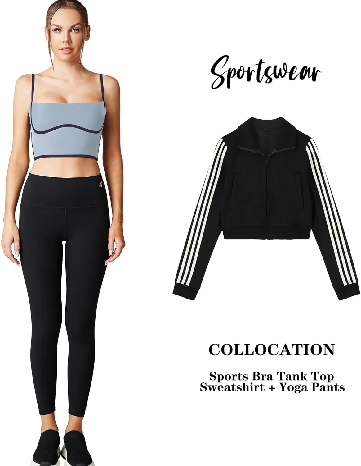 Move With You Sleeveless Spaghetti Strap Padded Sports Bra Tank Tops Square Neck Double Layer Workout Fitness Basic Crop Tops