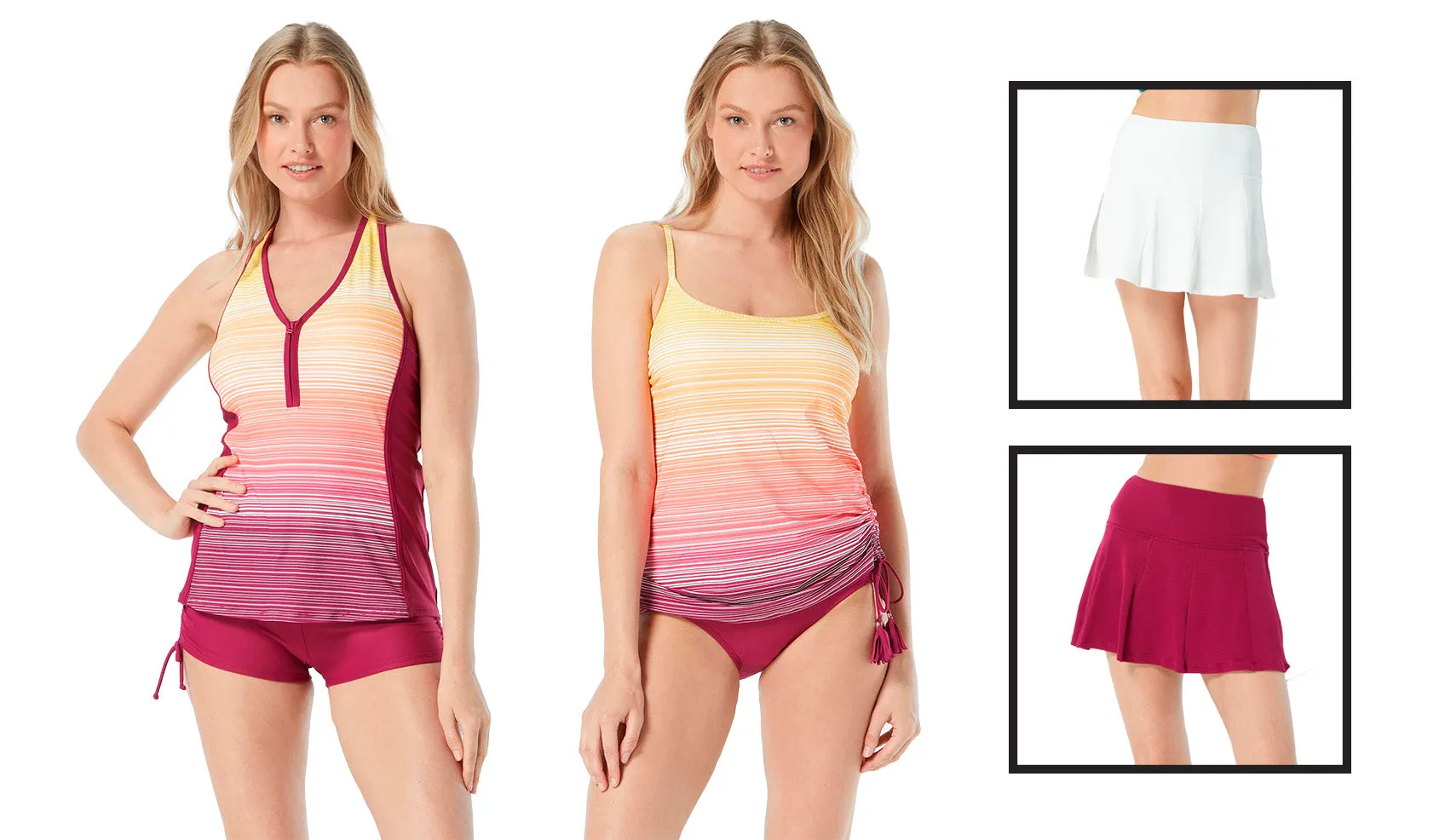 MS-BHTKSF - Wholesale Women's Gradient Stripe Tankinis