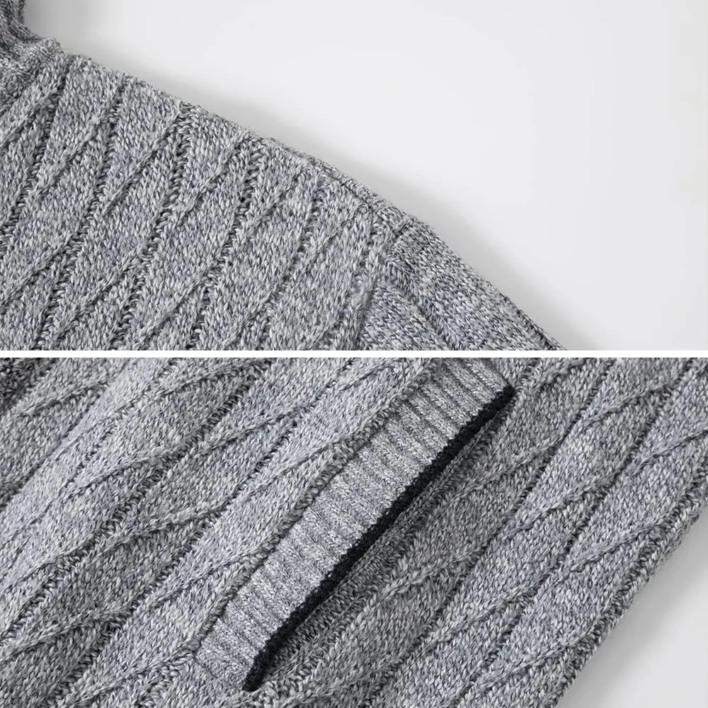 Msmsse Mens Cardigan Sweaters Full Zip Up Stand Collar Casual Knitted Sweater with 2 Front Pockets