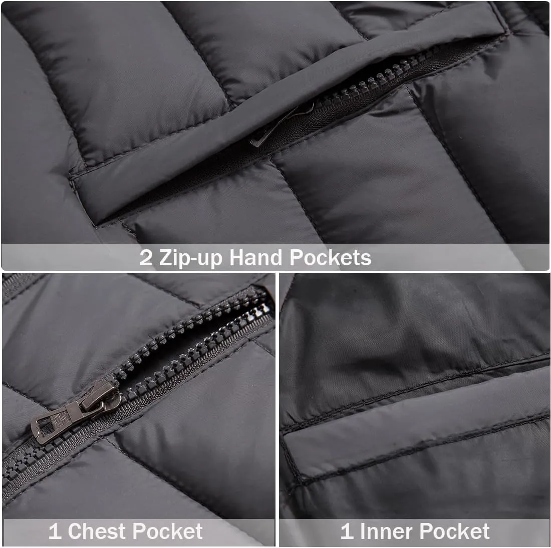 Msmsse Men's Outerwear Vests Winter Outdoor Removable Hooded Padded Puffer Vest for Men