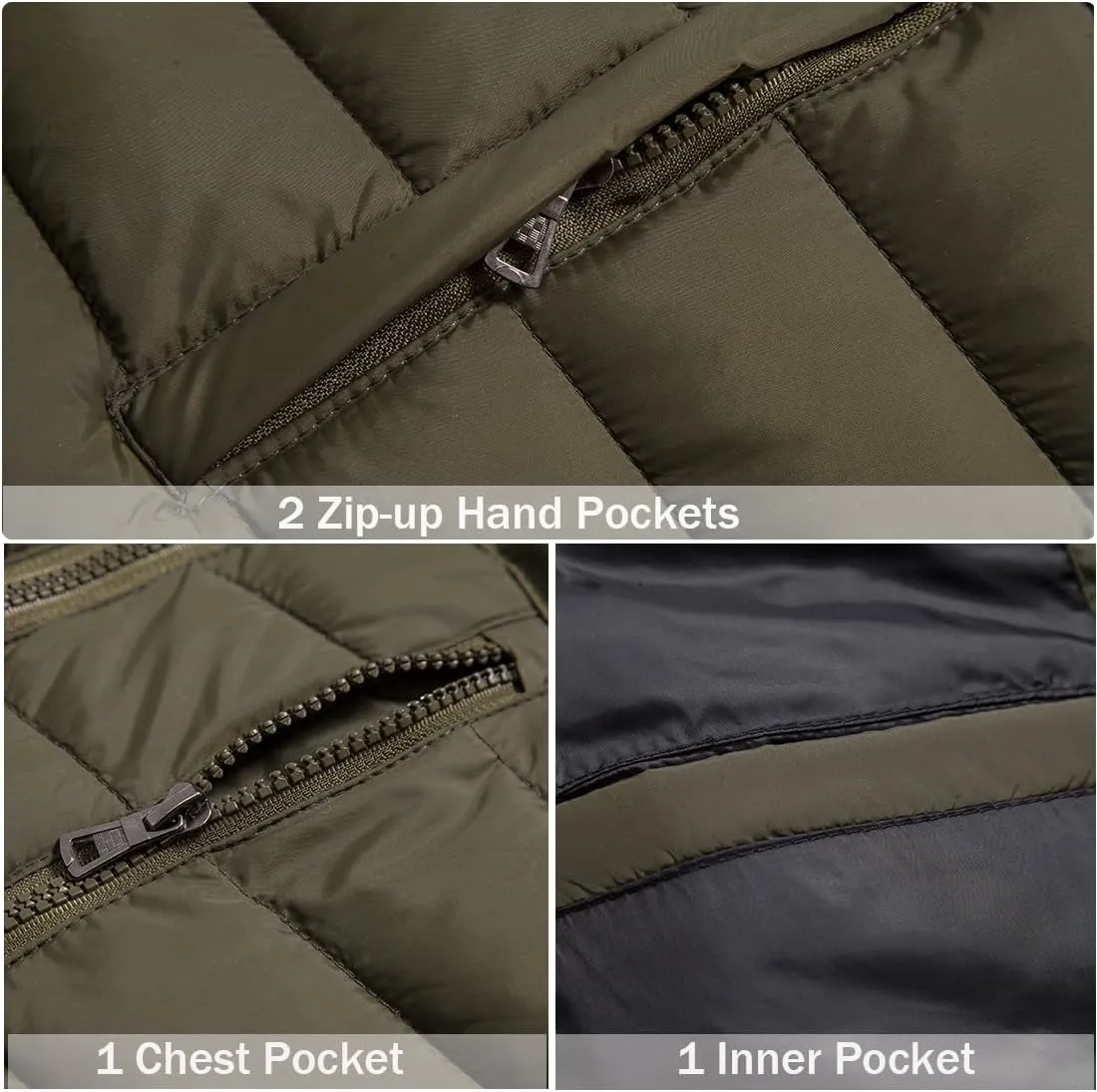 Msmsse Men's Outerwear Vests Winter Outdoor Removable Hooded Padded Puffer Vest for Men