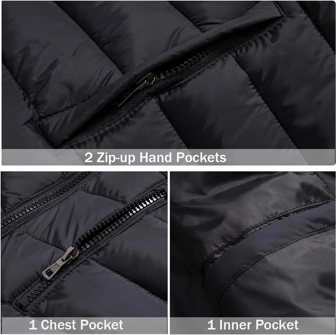 Msmsse Men's Outerwear Vests Winter Outdoor Removable Hooded Padded Puffer Vest for Men