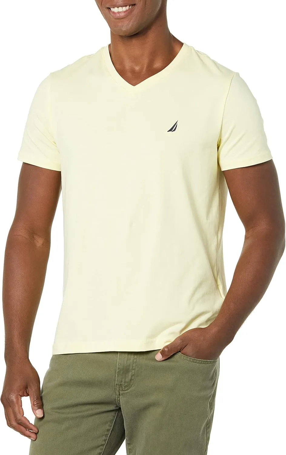 Nautica Men's Short Sleeve Solid Slim Fit V-Neck T-Shirt