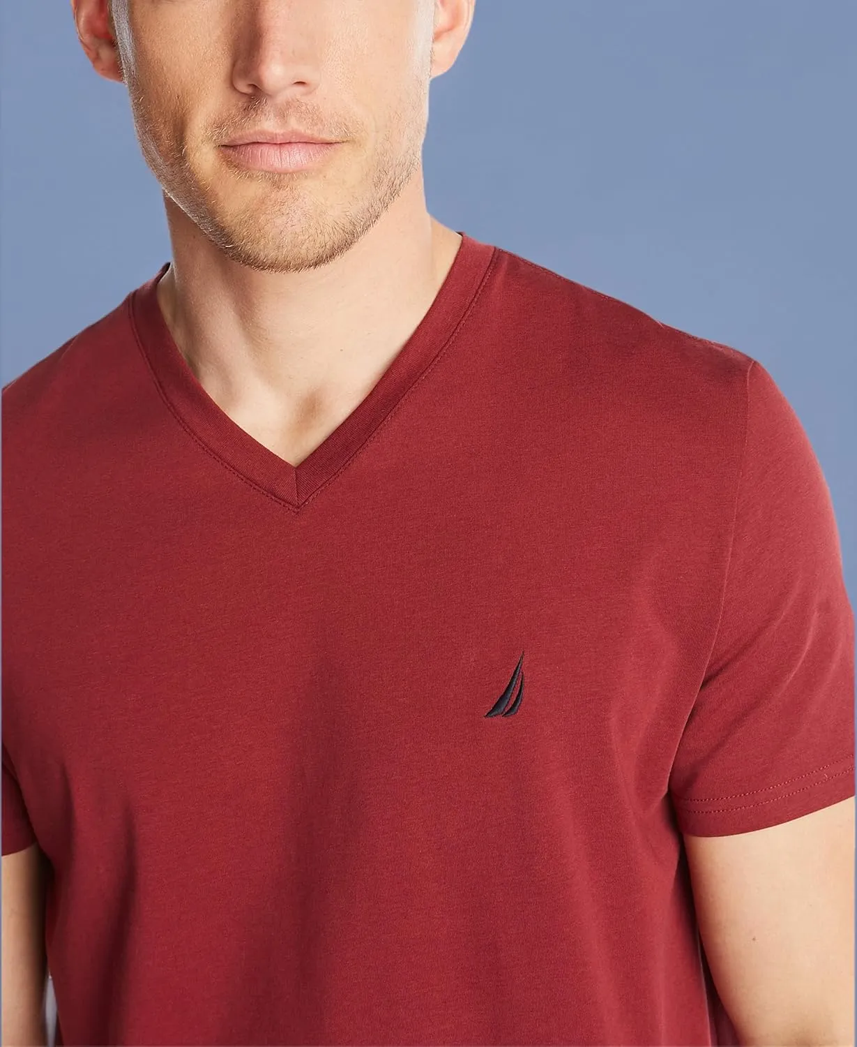 Nautica Men's Short Sleeve Solid Slim Fit V-Neck T-Shirt