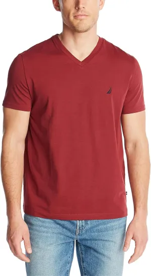 Nautica Men's Short Sleeve Solid Slim Fit V-Neck T-Shirt
