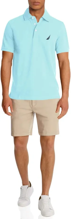 Nautica Men's Short Sleeve Solid Stretch Cotton Pique Polo Shirt