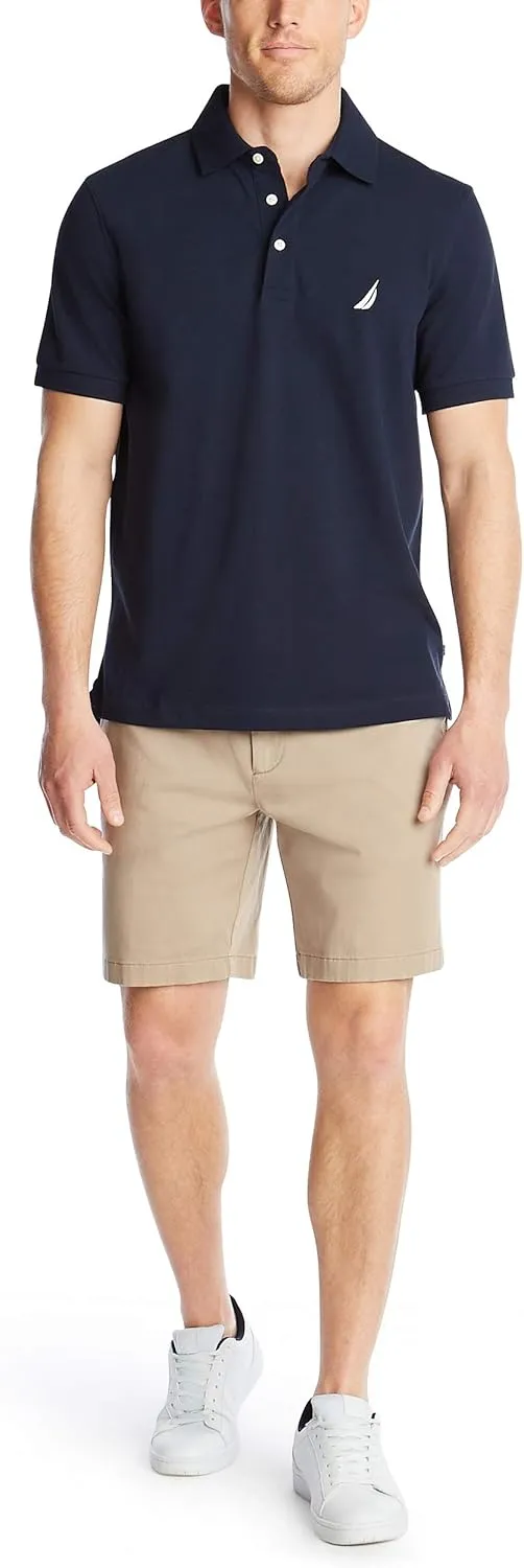 Nautica Men's Short Sleeve Solid Stretch Cotton Pique Polo Shirt