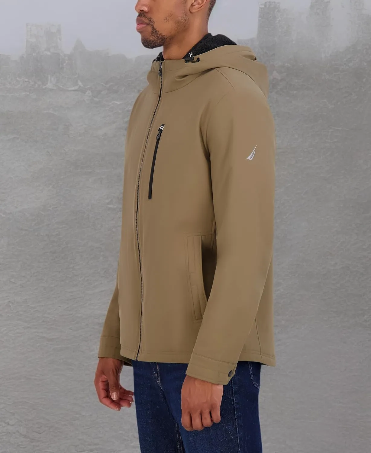Nautica Men's Transitional Sherpa Lined Hooded Jacket