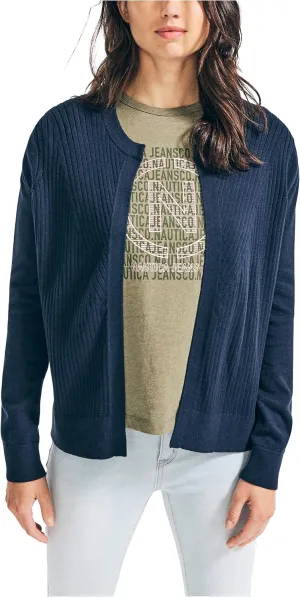 Nautica Women's Ribbed Open Layering Cardigan