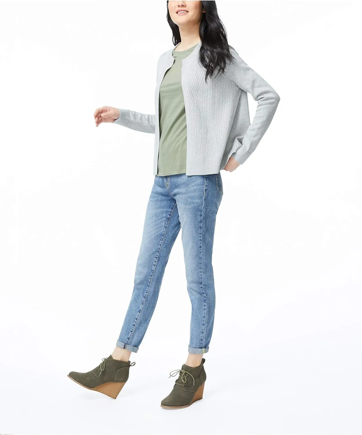Nautica Women's Ribbed Open Layering Cardigan