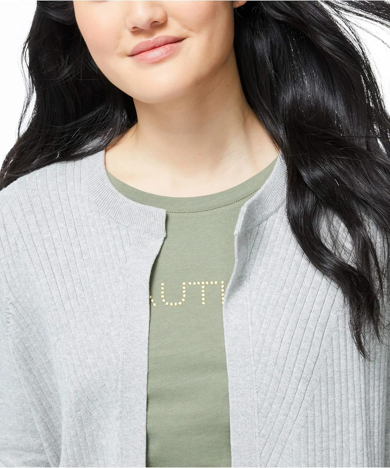 Nautica Women's Ribbed Open Layering Cardigan