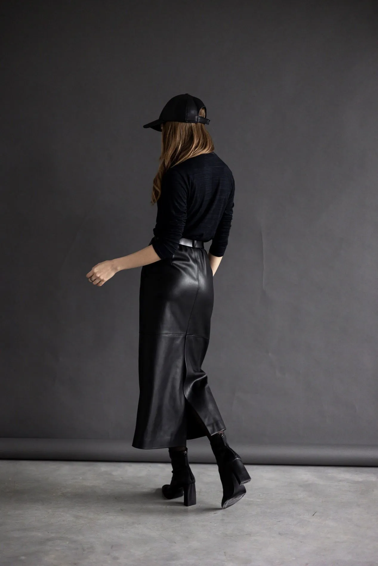 Noir Chic eco-leather skirt maxi