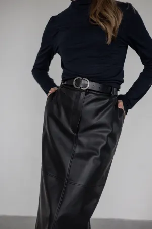 Noir Chic eco-leather skirt maxi