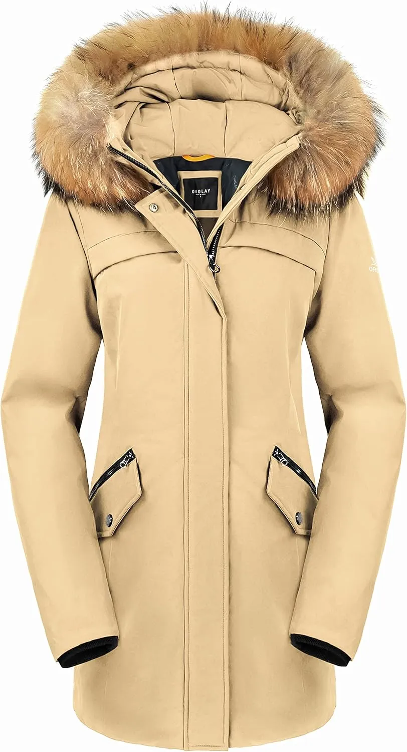 Orolay Women's Down Jacket with Removable Hood Winter Down Coat