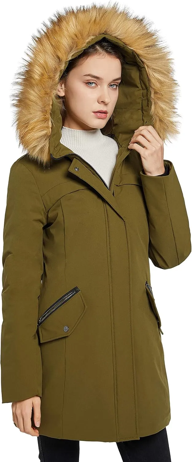 Orolay Women's Down Jacket with Removable Hood Winter Down Coat