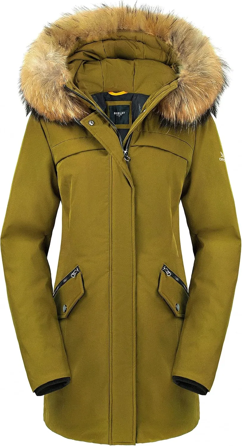 Orolay Women's Down Jacket with Removable Hood Winter Down Coat