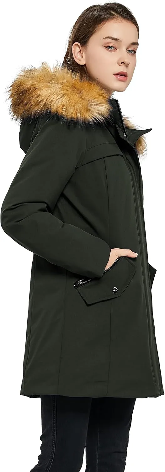 Orolay Women's Down Jacket with Removable Hood Winter Down Coat