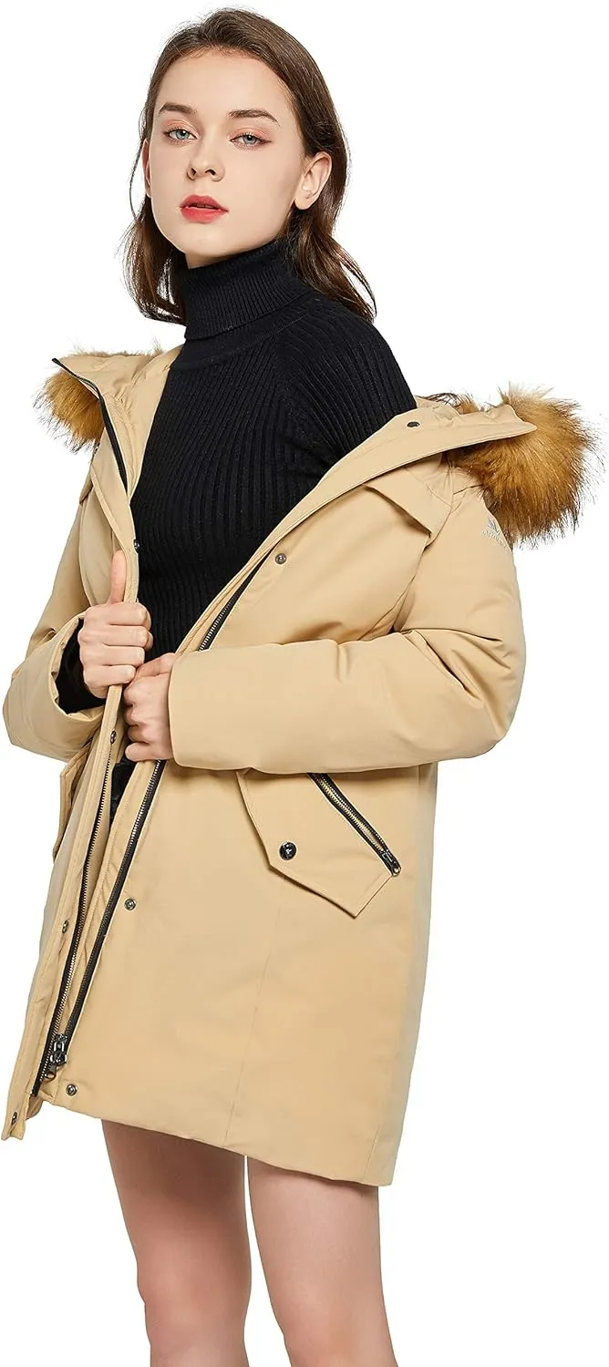 Orolay Women's Down Jacket with Removable Hood Winter Down Coat