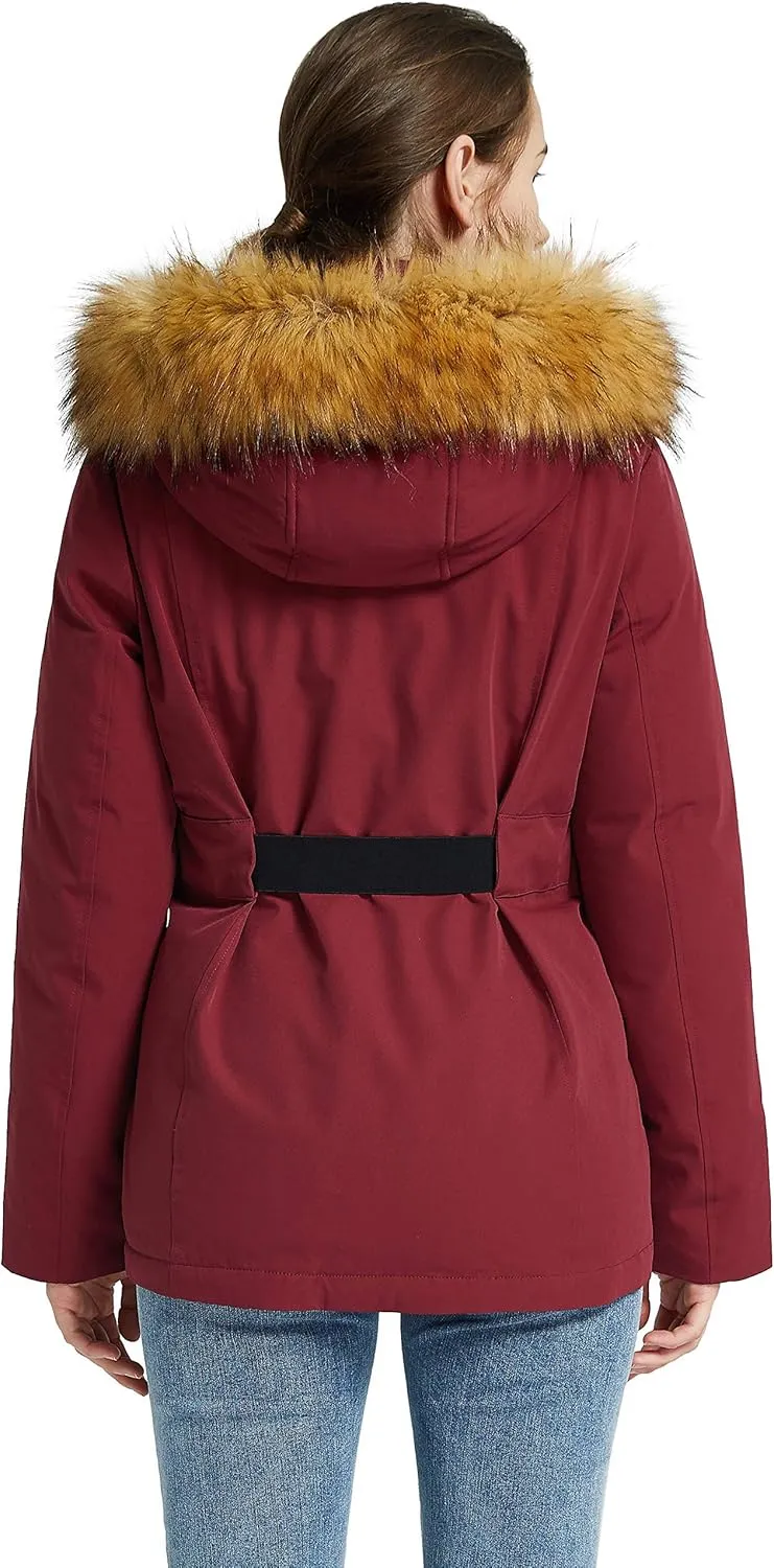 Orolay Women's Lightweight Plaid Down Coat Mid-Length Jacket with Oversize Pockets