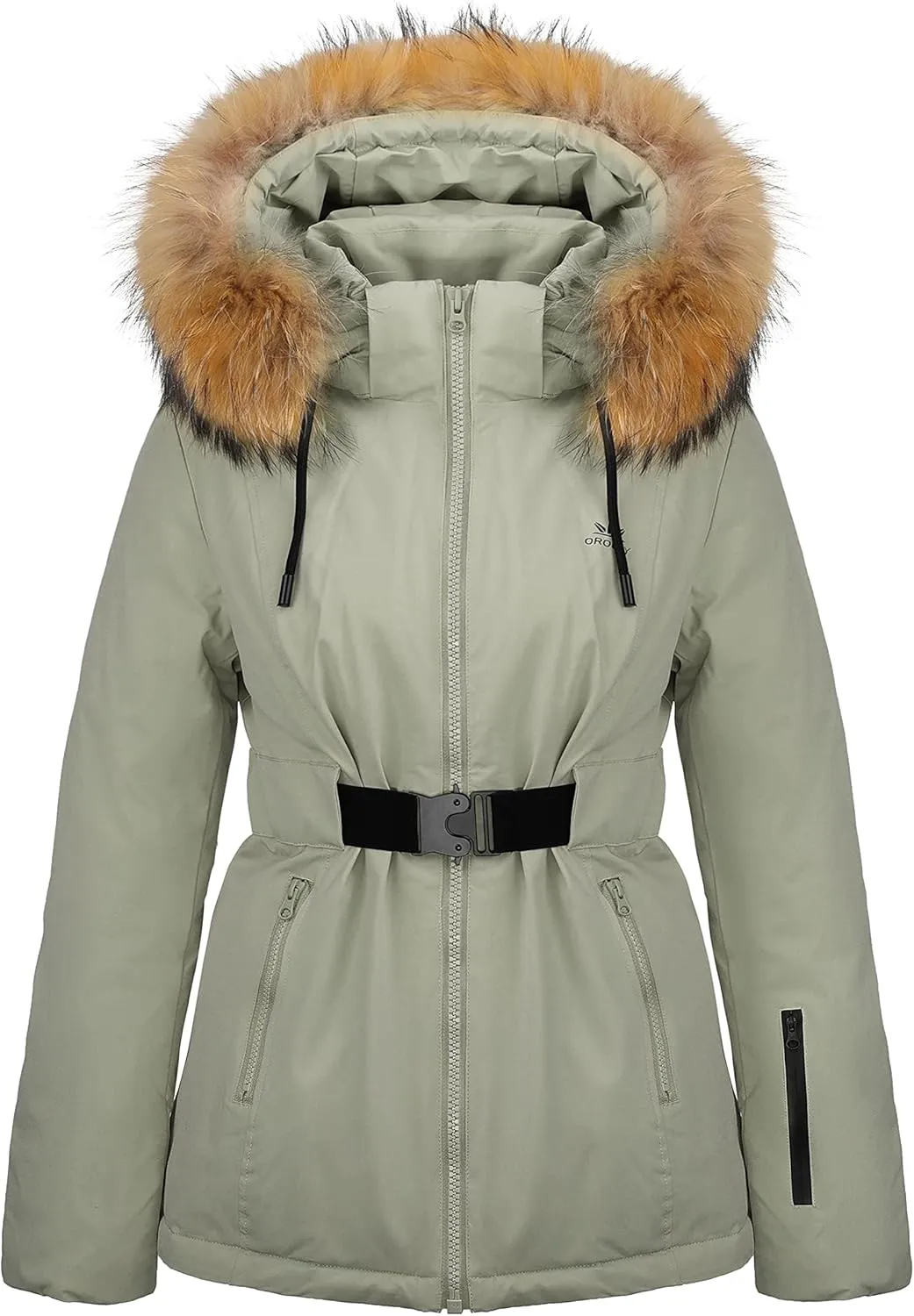 Orolay Women's Lightweight Plaid Down Coat Mid-Length Jacket with Oversize Pockets