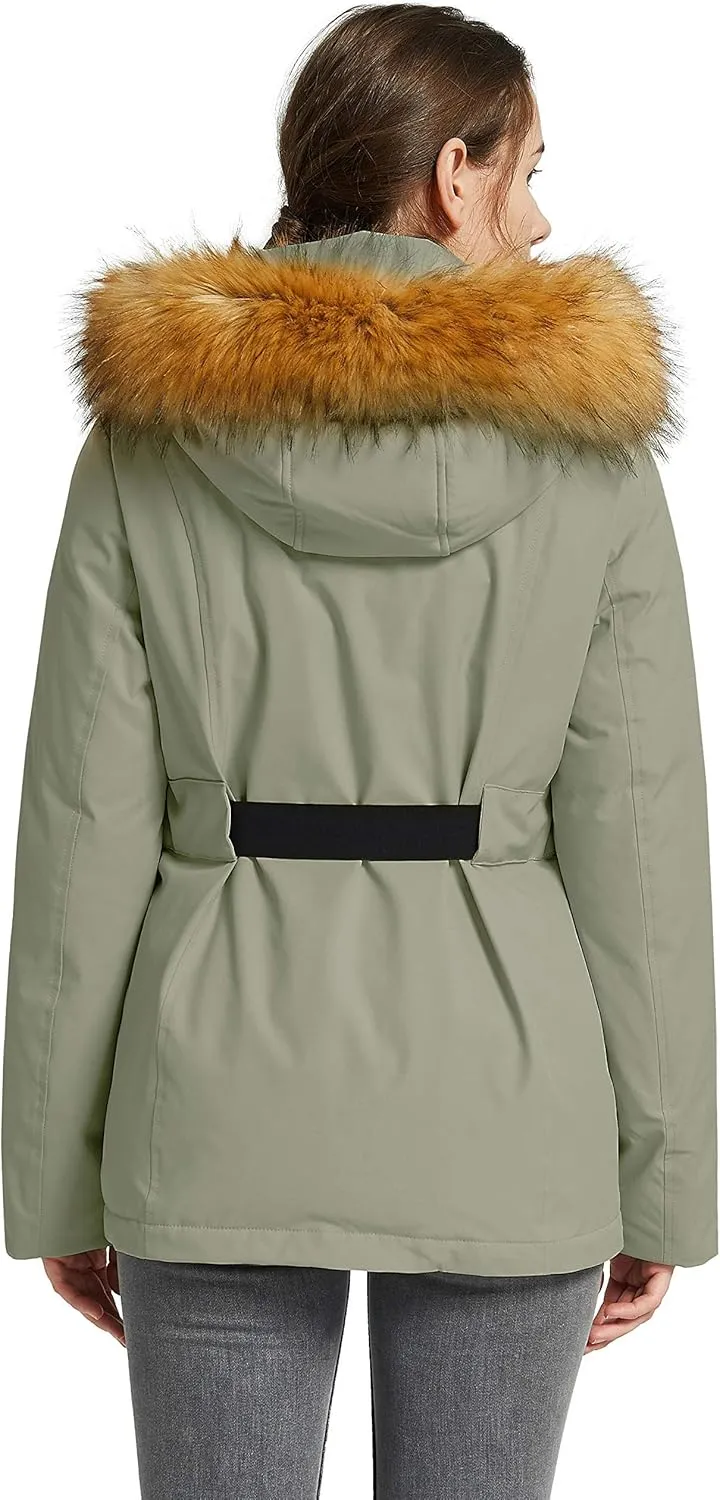 Orolay Women's Lightweight Plaid Down Coat Mid-Length Jacket with Oversize Pockets