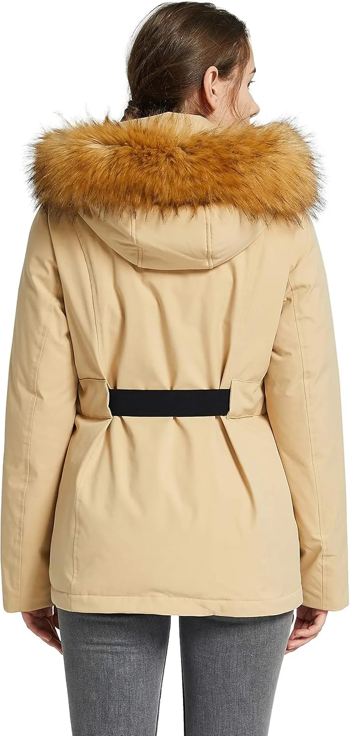 Orolay Women's Lightweight Plaid Down Coat Mid-Length Jacket with Oversize Pockets