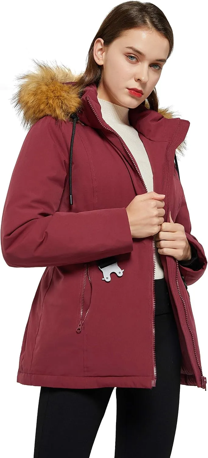 Orolay Women's Lightweight Plaid Down Coat Mid-Length Jacket with Oversize Pockets