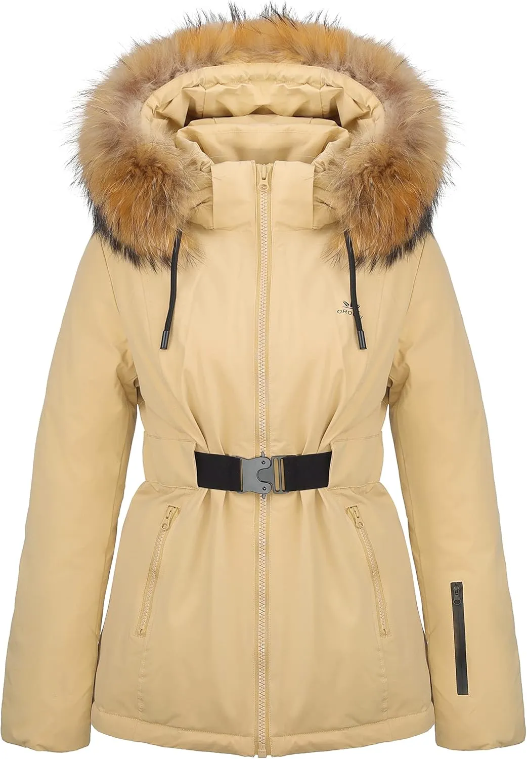 Orolay Women's Lightweight Plaid Down Coat Mid-Length Jacket with Oversize Pockets