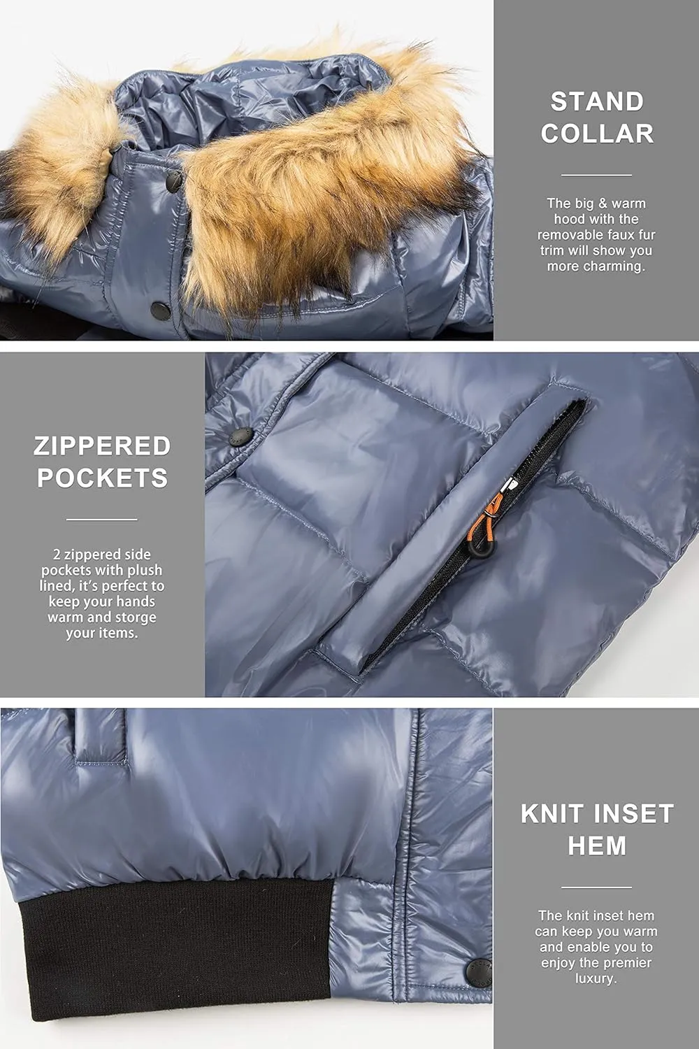 Orolay Women's Thickened Winter Bubble Down Coat Shiny Puffer Jacket with Fur Hood