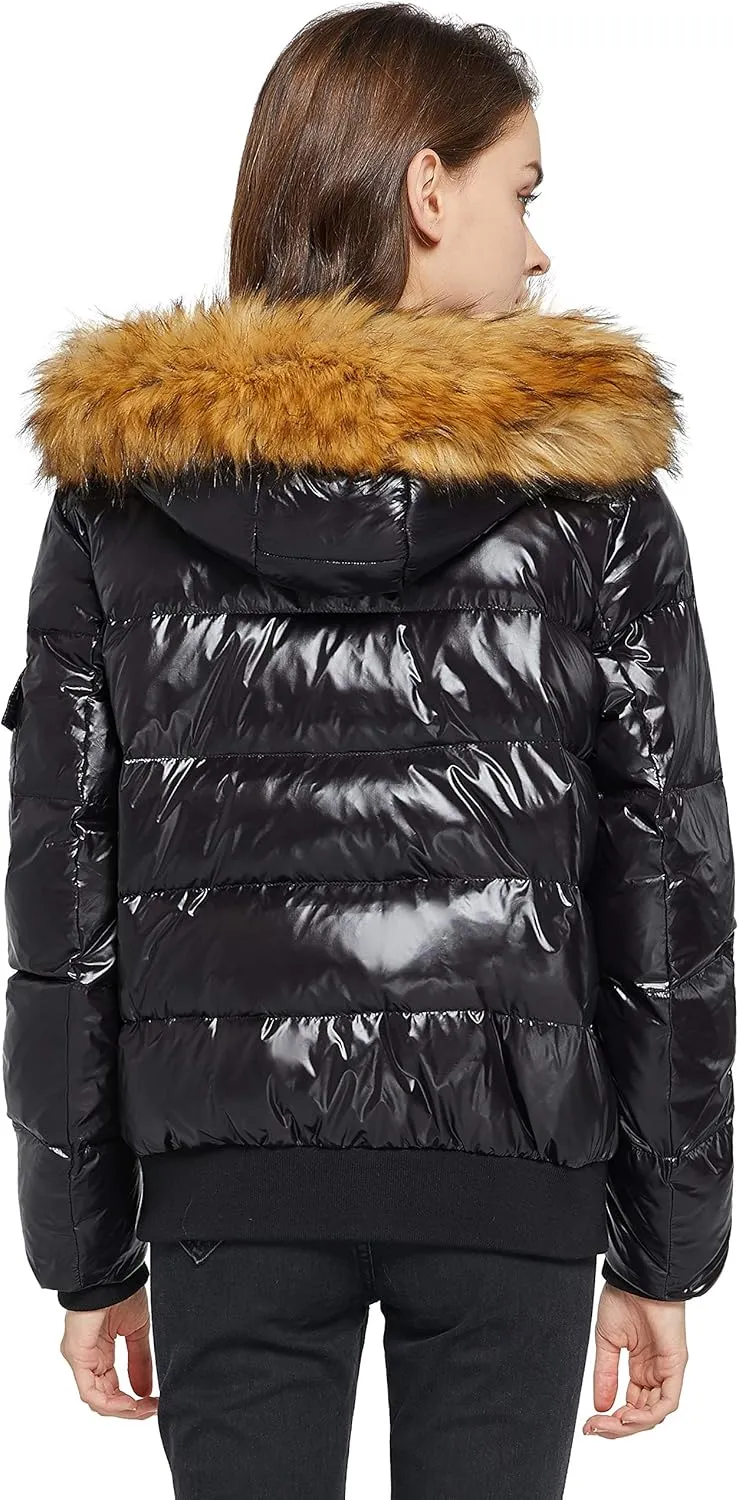 Orolay Women's Thickened Winter Bubble Down Coat Shiny Puffer Jacket with Fur Hood