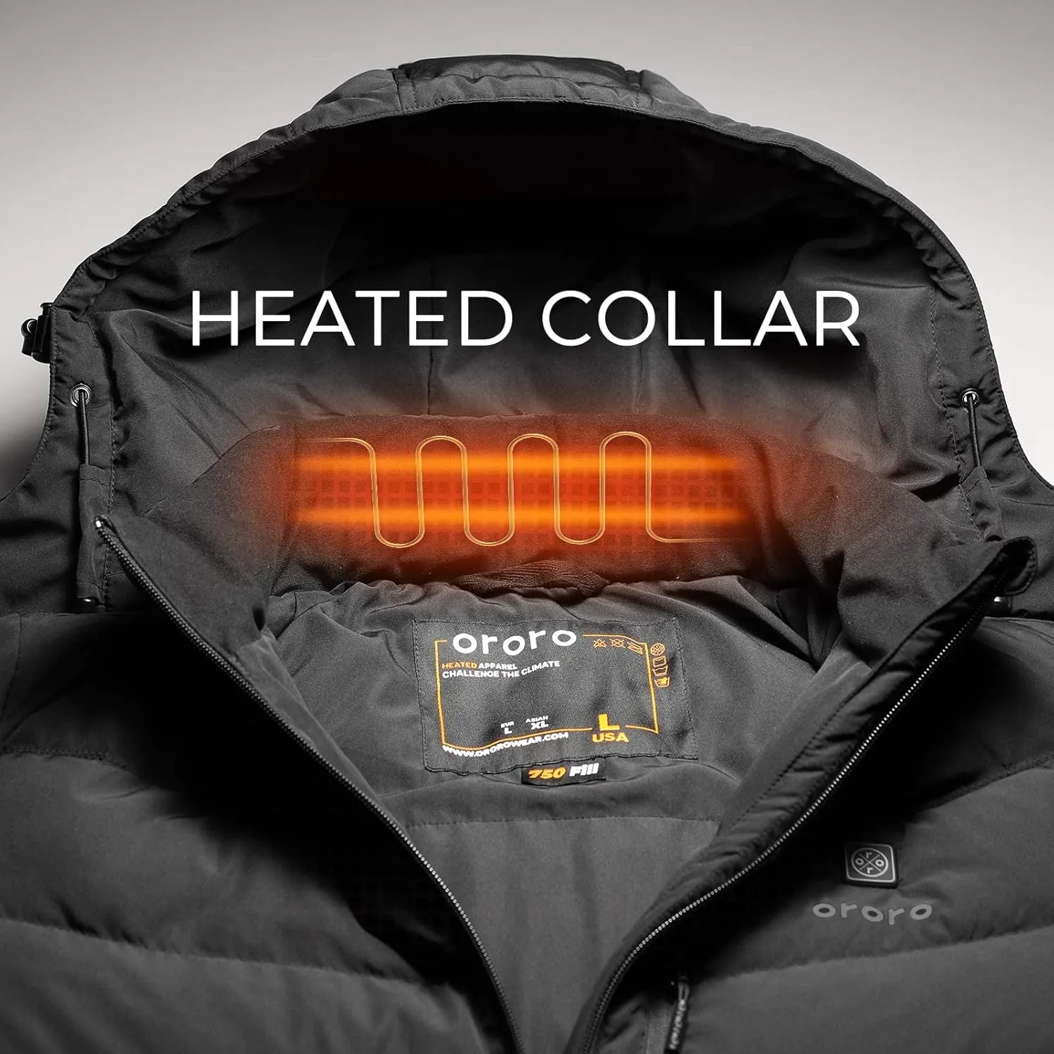 ORORO Men's Heated Down Jacket with Battery, Lightweight Down Heated Coat for Men (Charger Not Included)