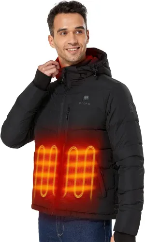 ORORO Men's Heated Down Jacket with Battery, Lightweight Down Heated Coat for Men (Charger Not Included)