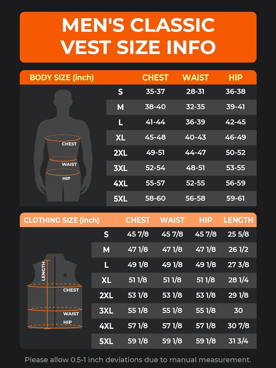 ORORO Men's Lightweight Heated Vest with Battery Pack (Charger Not Included)
