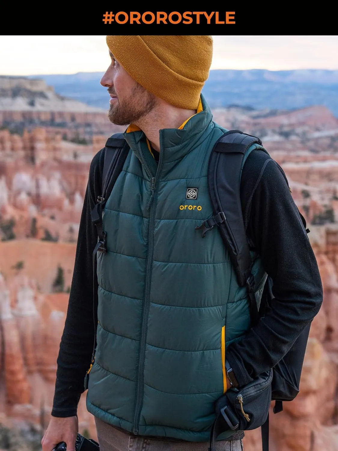 ORORO Men's Lightweight Heated Vest with Battery Pack (Charger Not Included)