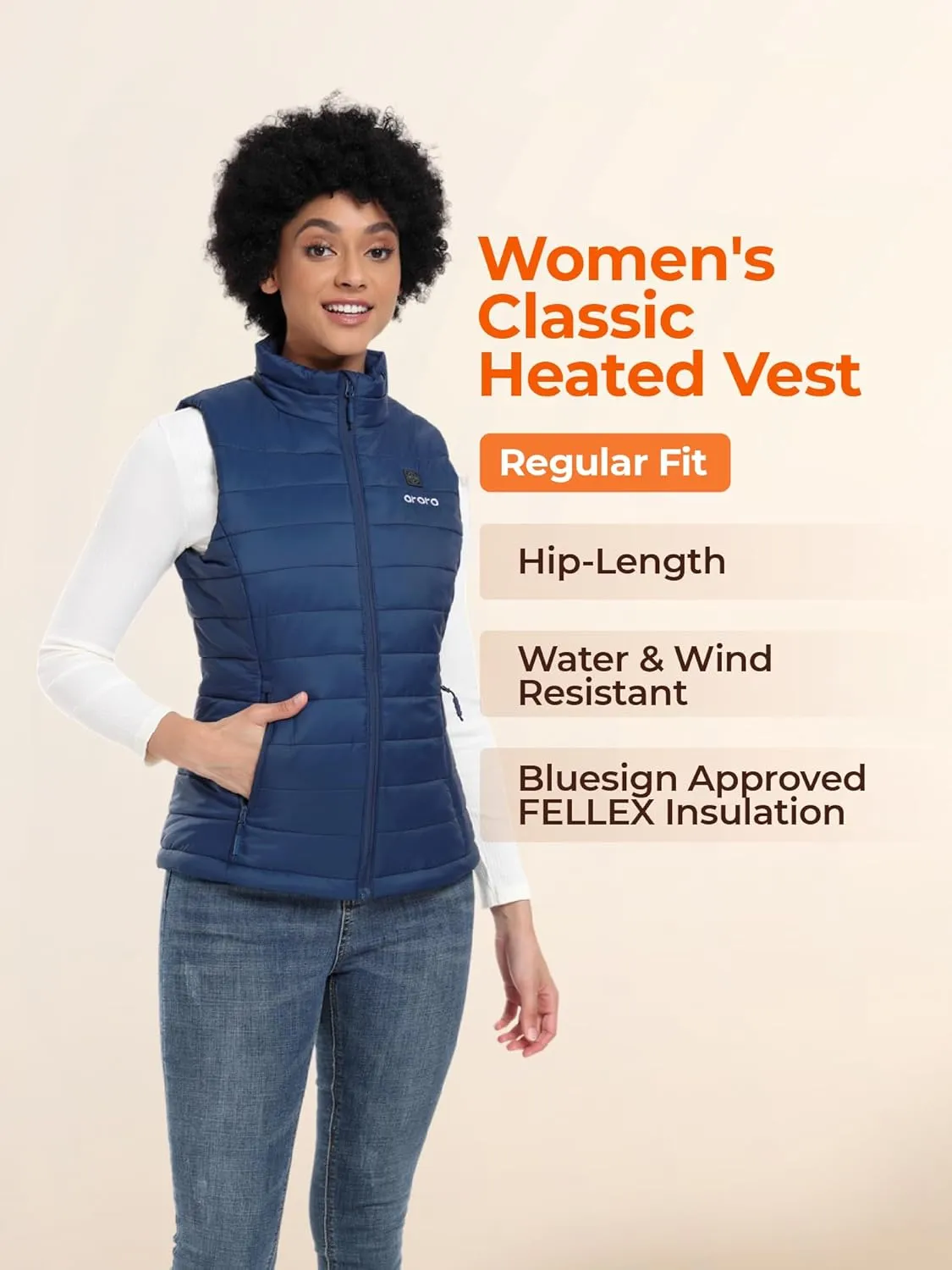 ORORO Women's Lightweight Heated Vest with Battery Pack (Charger Not Included)