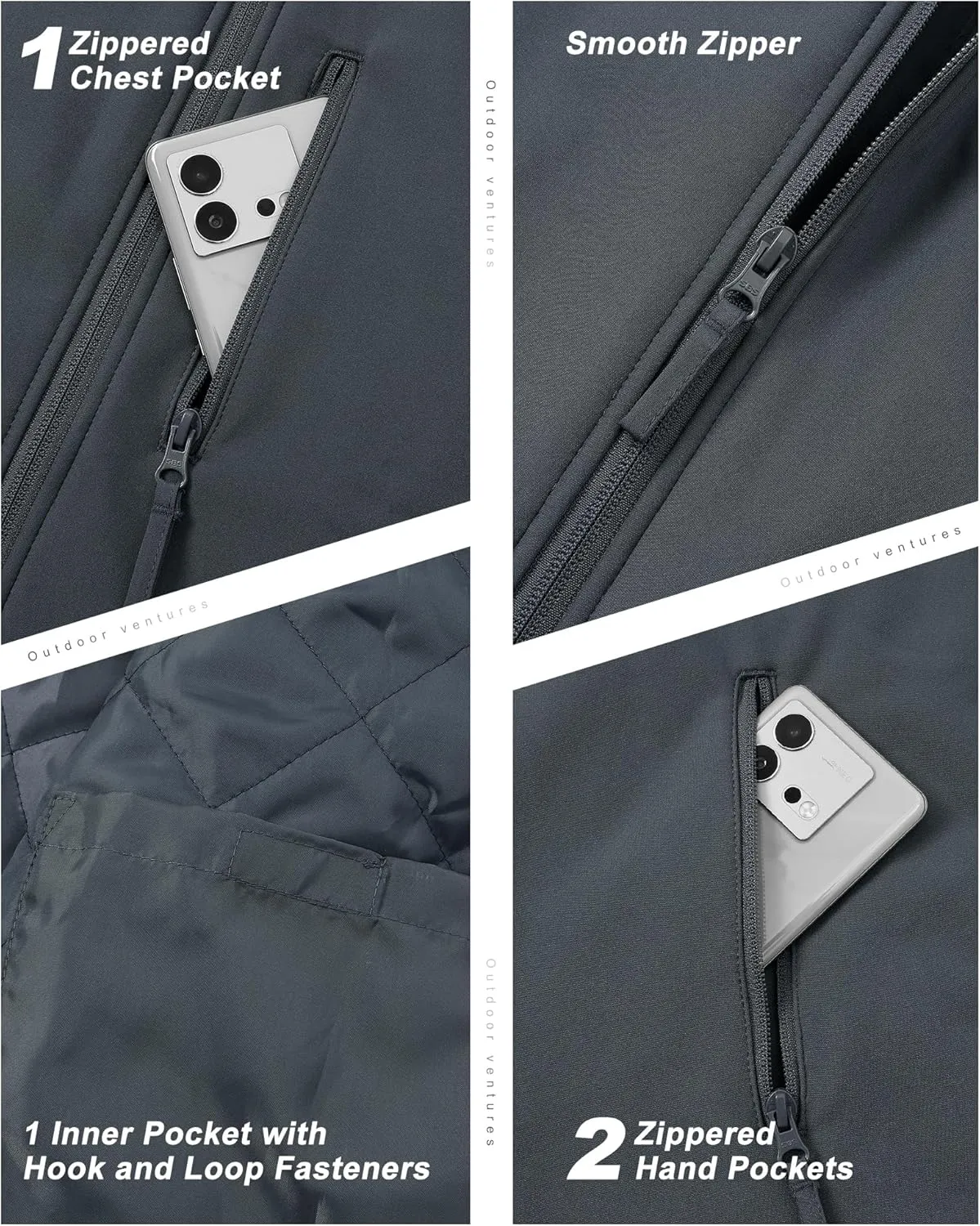 Outdoor Ventures Men's Casual Outerwear Vest Lightweight Winter Zip Up Sleeveless Jacket for Hiking Travel Golf Running