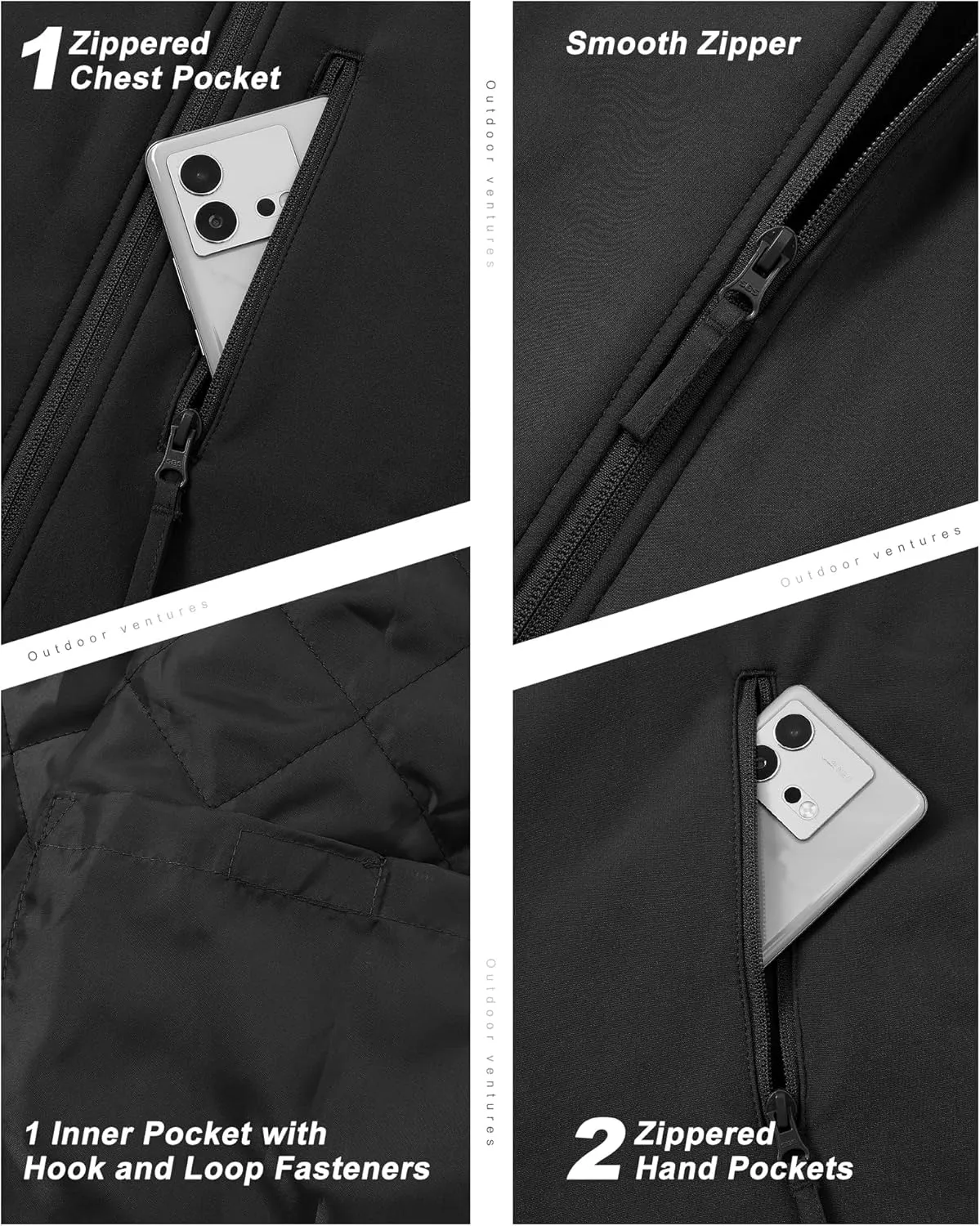 Outdoor Ventures Men's Casual Outerwear Vest Lightweight Winter Zip Up Sleeveless Jacket for Hiking Travel Golf Running