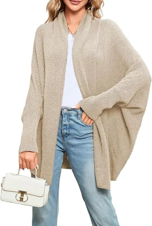 Pink Queen Cardigan Sweaters for Women Oversized Chunky Kimono Slouchy Wrap Batwing Sleeve Open Front Outwear Coat