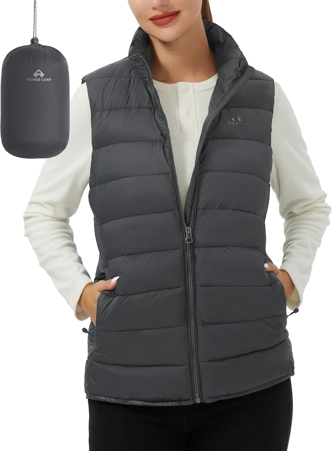 Pioneer Camp Puffer Vest Women Lightweight Packable Sleeveless Bubble Quilted Zip Up Padded Warm Winter Outerwear Puffy Vests