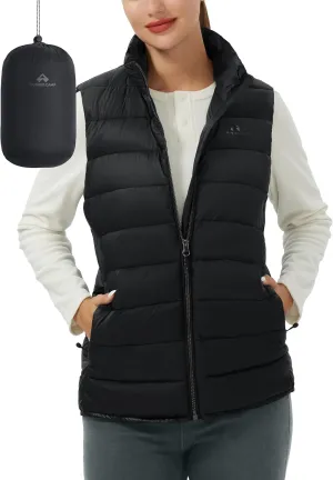 Pioneer Camp Puffer Vest Women Lightweight Packable Sleeveless Bubble Quilted Zip Up Padded Warm Winter Outerwear Puffy Vests