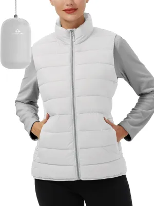 Pioneer Camp Puffer Vest Women Lightweight Packable Sleeveless Bubble Quilted Zip Up Padded Warm Winter Outerwear Puffy Vests