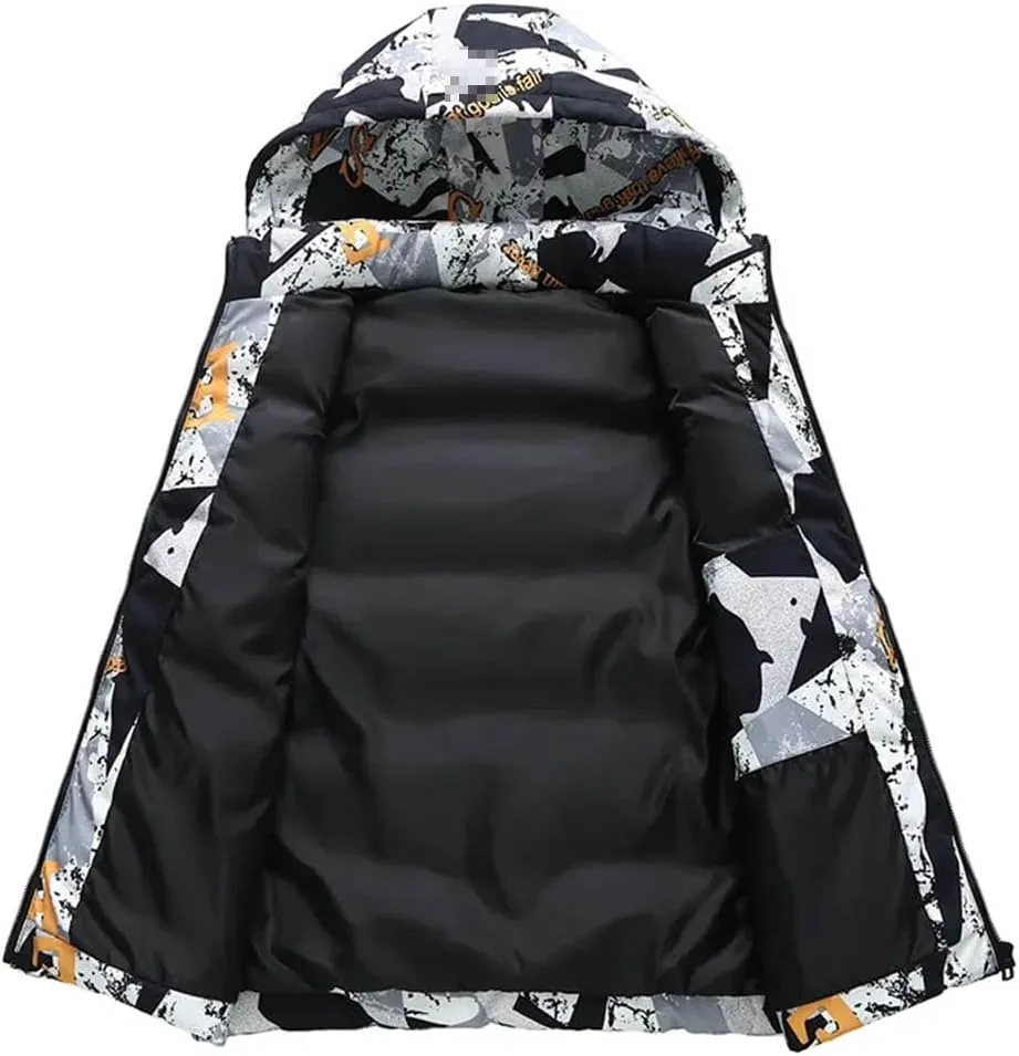 Plus Size Men Sleeveless Jacket Winter Hooded Cotton Padded Vest Man Warm Camo1 Waistcoat