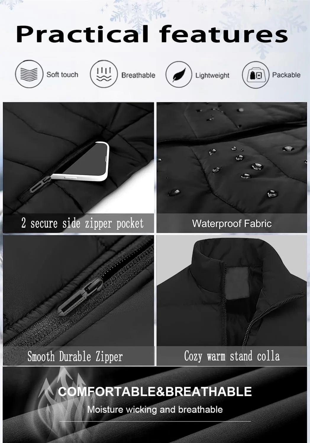 Puffer Vest Women Zip Up Sleeveless Stand Collar Outerwear Vest Puffy Warm Lightweight Winter Jacket Coat
